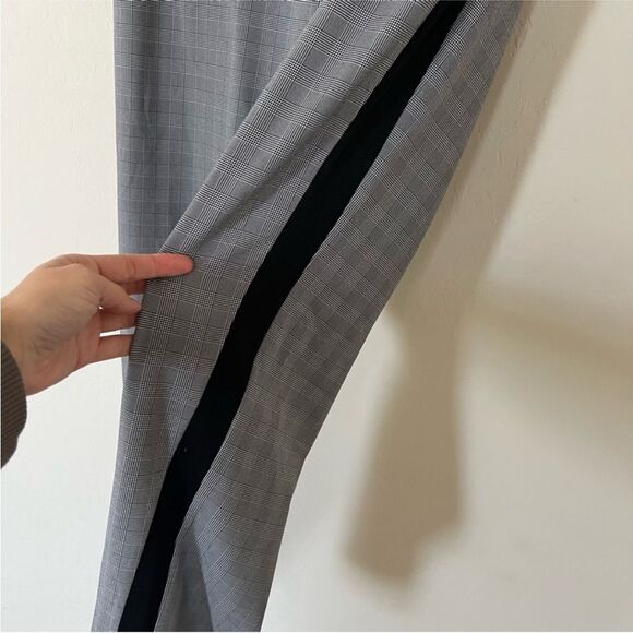 Athleta 4P Brooklyn Plaid Ankle Pant Side Stripe Stretch Pockets Checkered Black - Picture 8 of 13